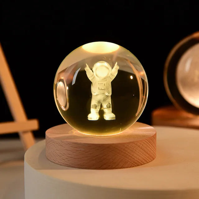 Crystal Ball Glass Planet Led Warm Night Light